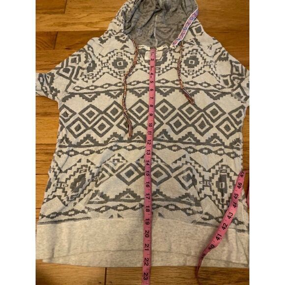 BKE Lounge women’s Aztec patterned hooded pullover cotton long sleeve sweater L - Picture 6 of 9